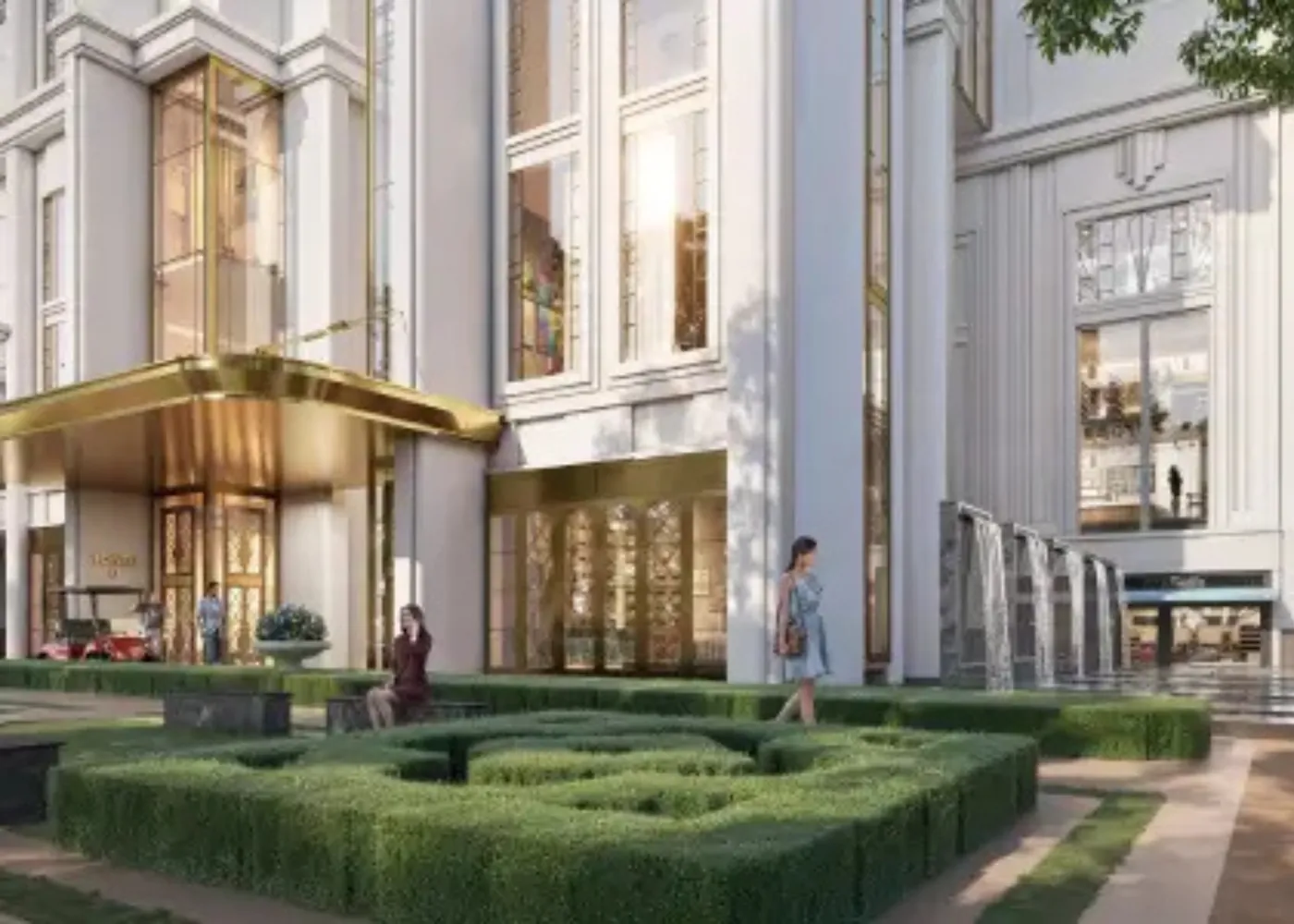Arrival court and drop-off in front of a tower lobby - Artistic Impression